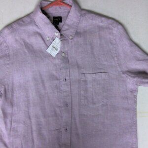Men's J Crew button up, size medium shirt, purple, short sleeve